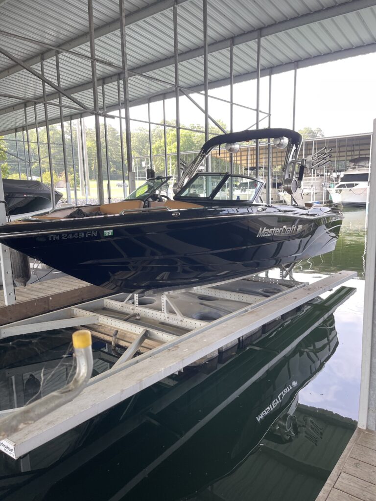 2020 Mastercraft X23 1 Profile on lift